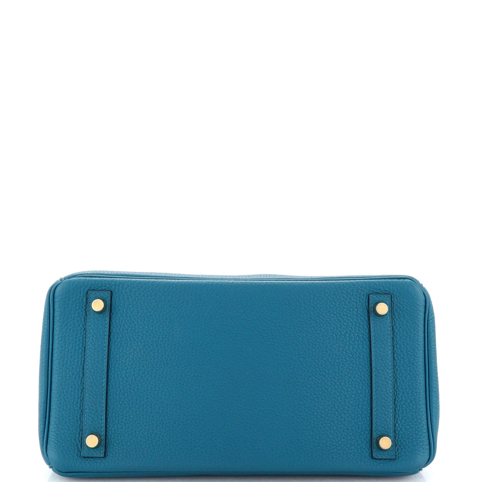 Women's or Men's Hermes Birkin Handbag Bleu Colvert Togo with Gold Hardware 30 For Sale