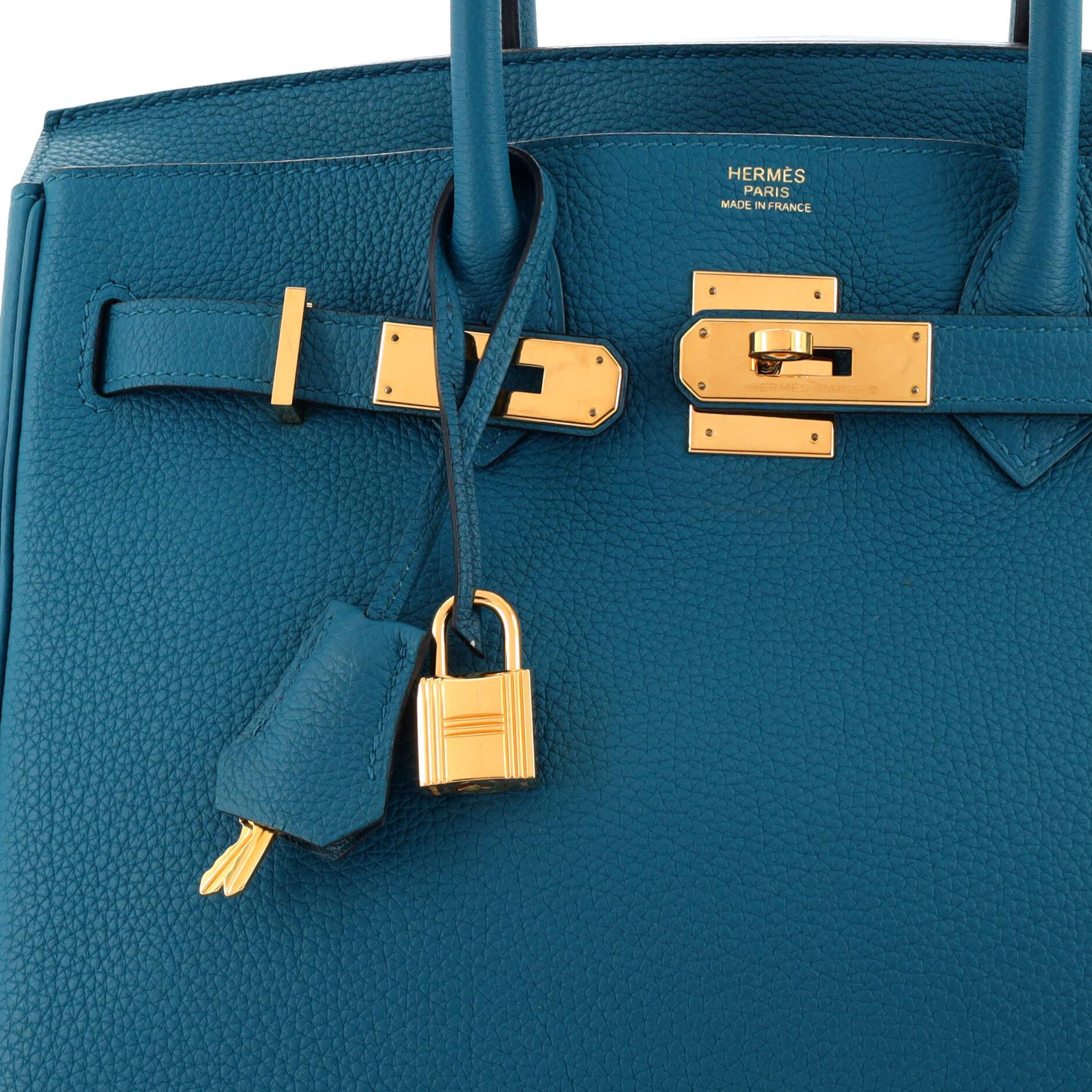 Hermes Birkin Handbag Bleu Colvert Togo with Gold Hardware 30 For Sale 2