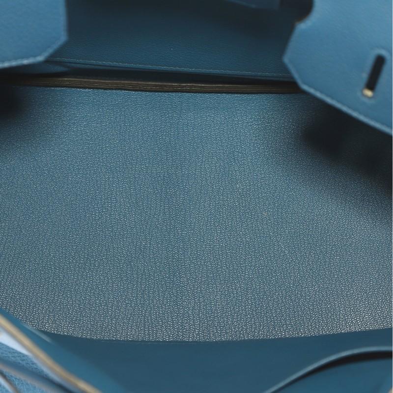 Blue Hermes Birkin Handbag Bleu de Galice Togo With Gold Hardware 35