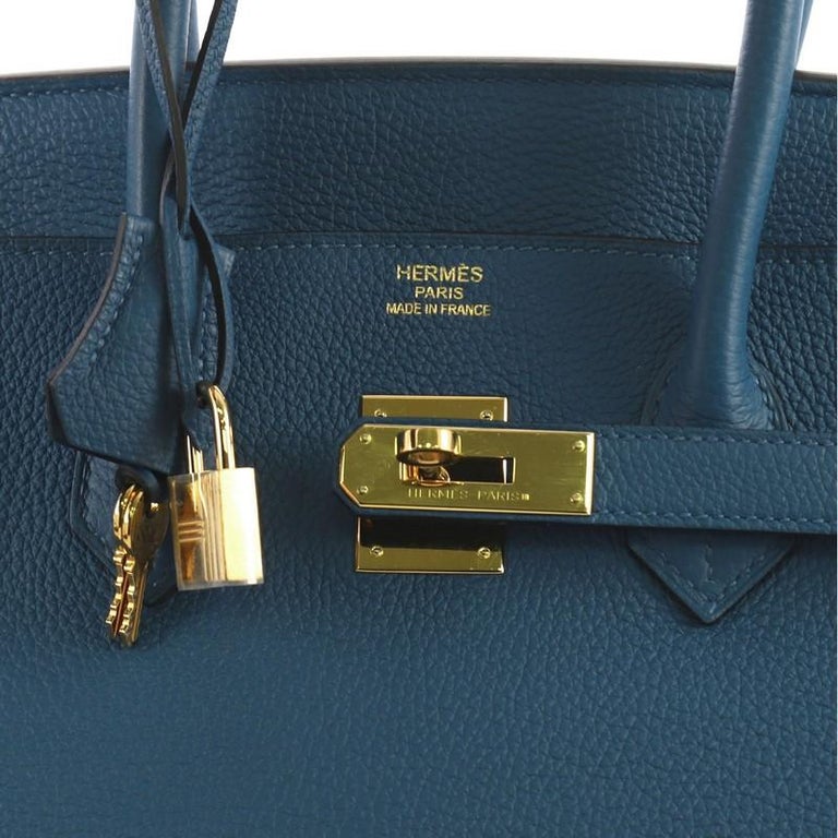Hermes Birkin Handbag Bleu de Galice Togo With Gold Hardware 35 at