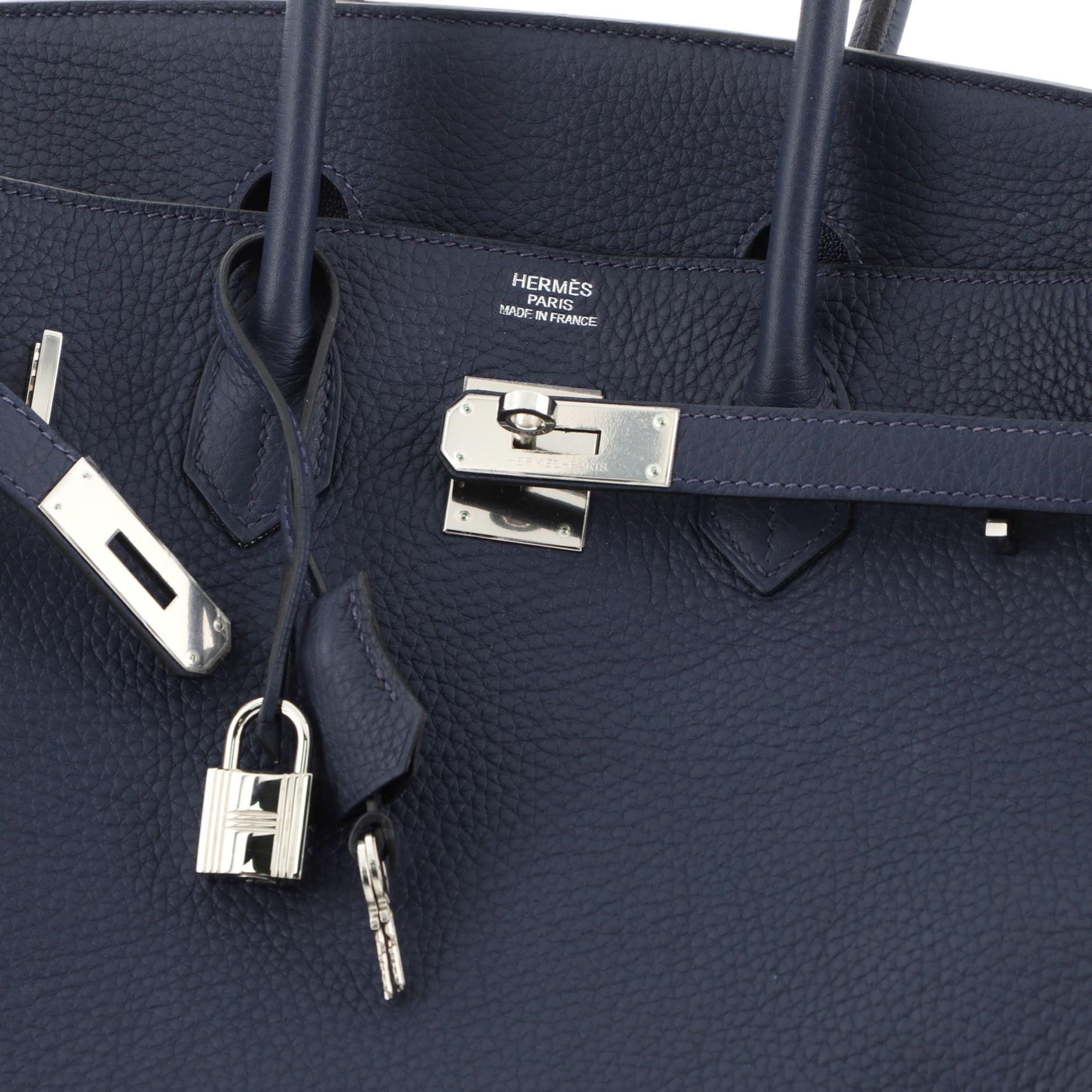 Hermes Birkin Handbag Bleu de Malte Clemence with Palladium Hardware 35 In Good Condition In NY, NY