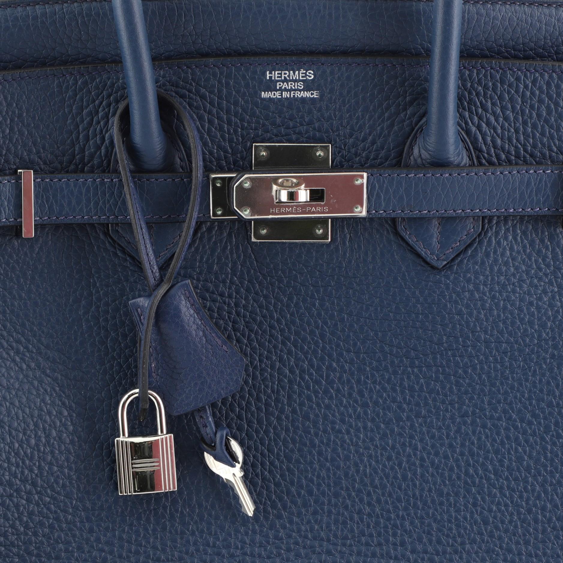 Hermes Birkin Handbag Bleu de Malte Clemence with Palladium Hardware 35 In Good Condition In NY, NY