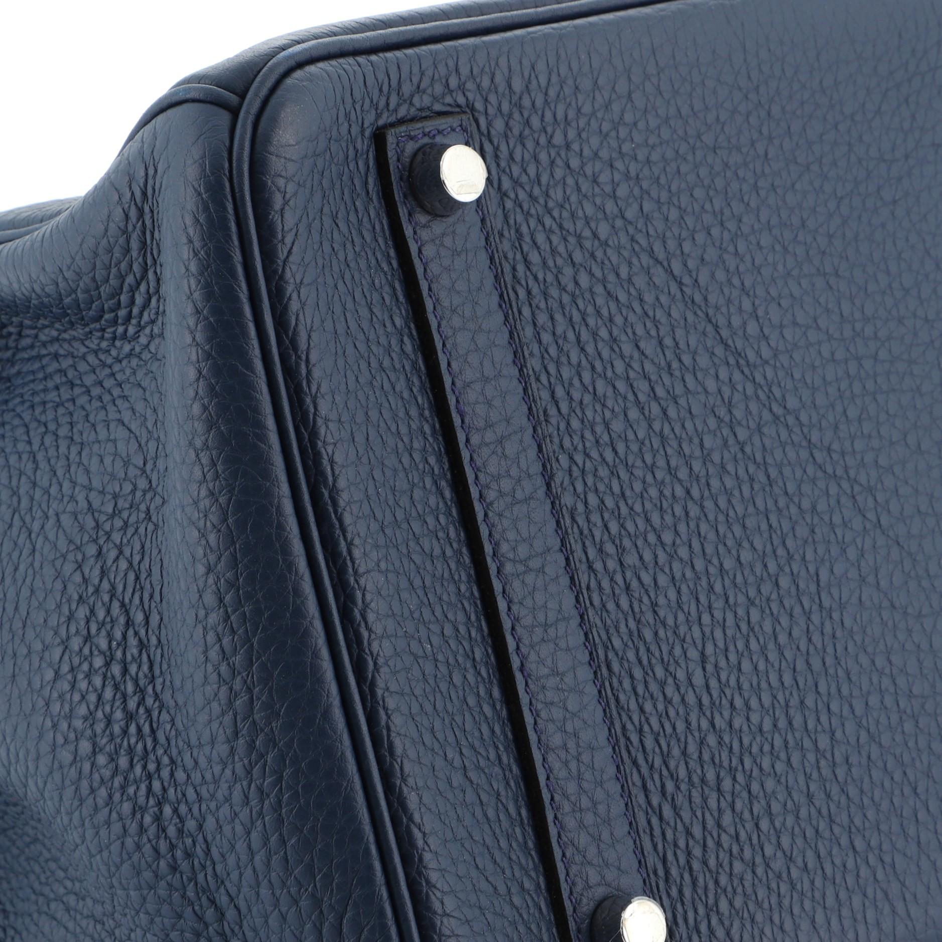 Women's or Men's Hermes Birkin Handbag Bleu de Malte Clemence with Palladium Hardware 35