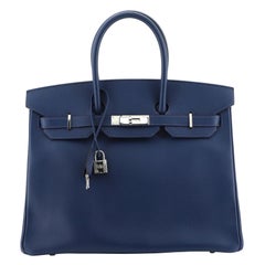 Hermes Birkin Handbag Bleu De Malte Epsom With Palladium Hardware 35 