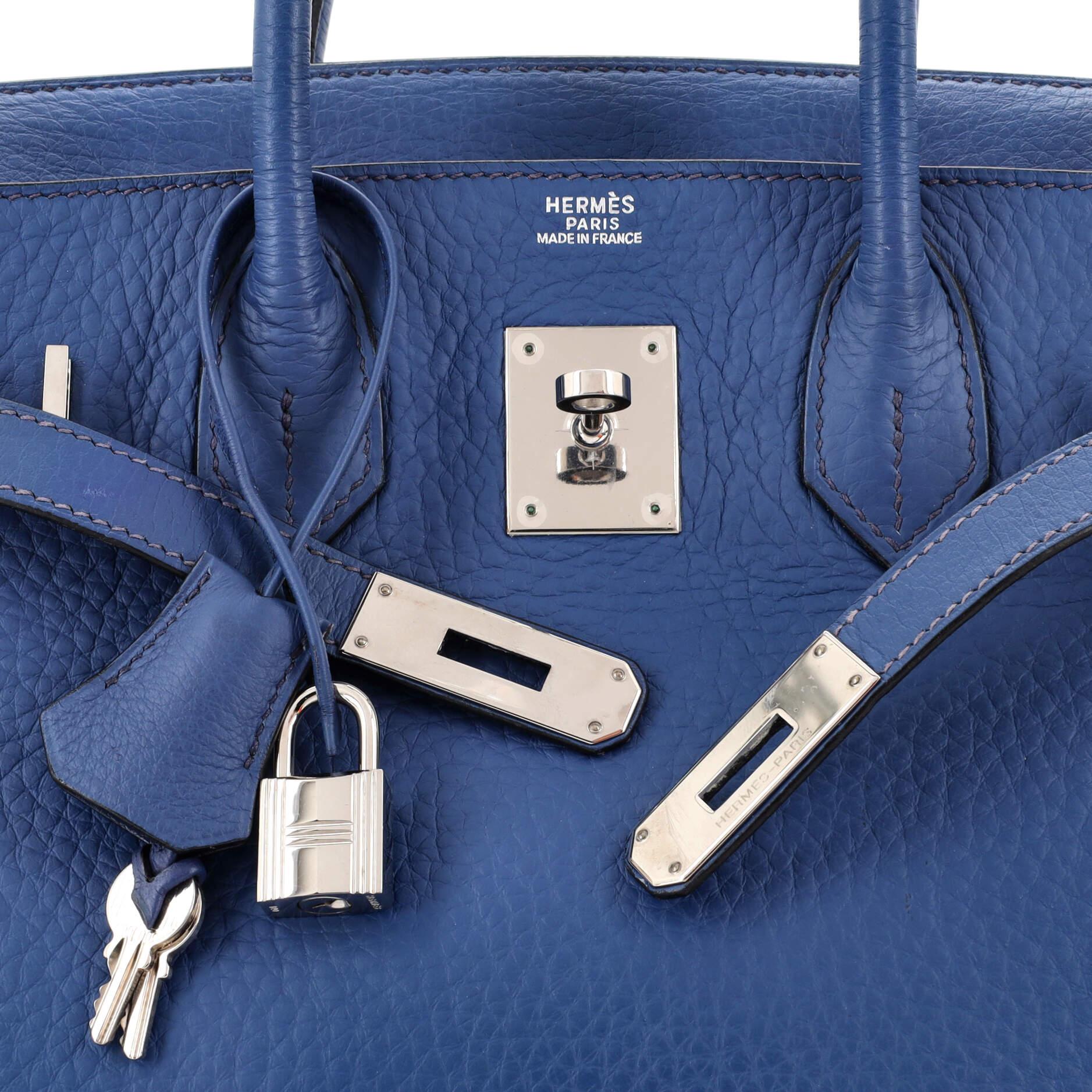 Hermes Birkin Handbag Bleu De Prusse Clemence with Palladium Hardware 30 3