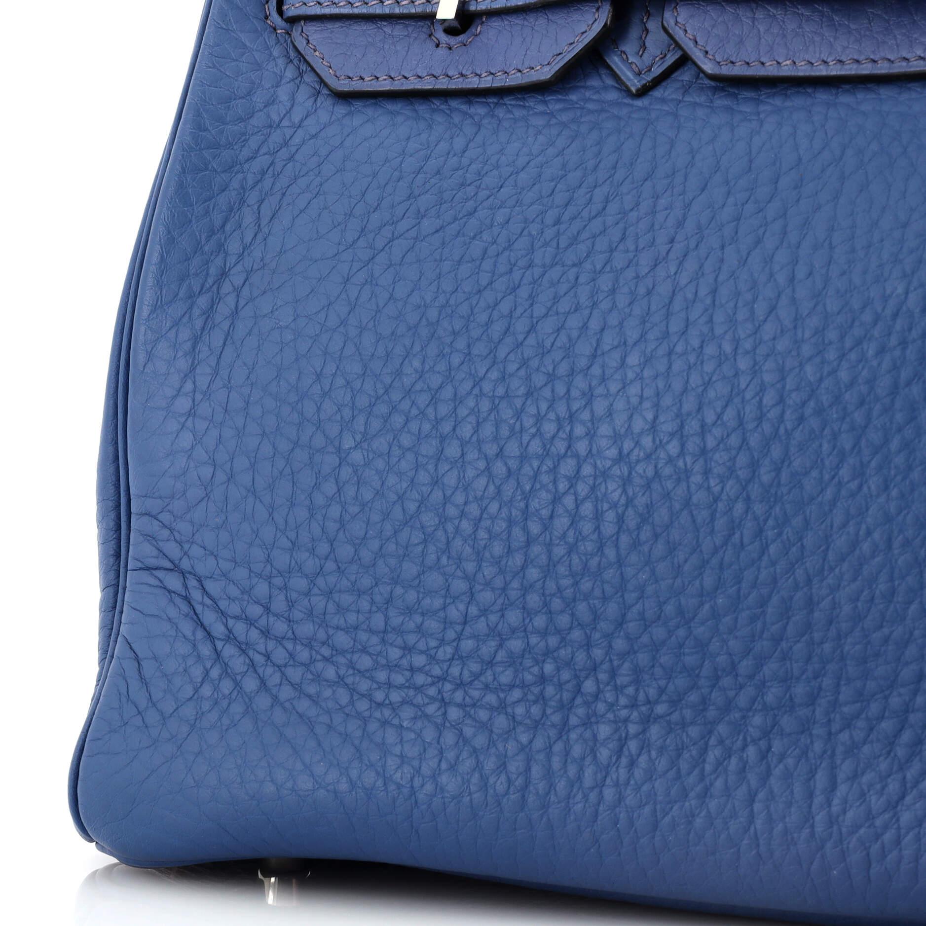 Hermes Birkin Handbag Bleu De Prusse Clemence with Palladium Hardware 30 4
