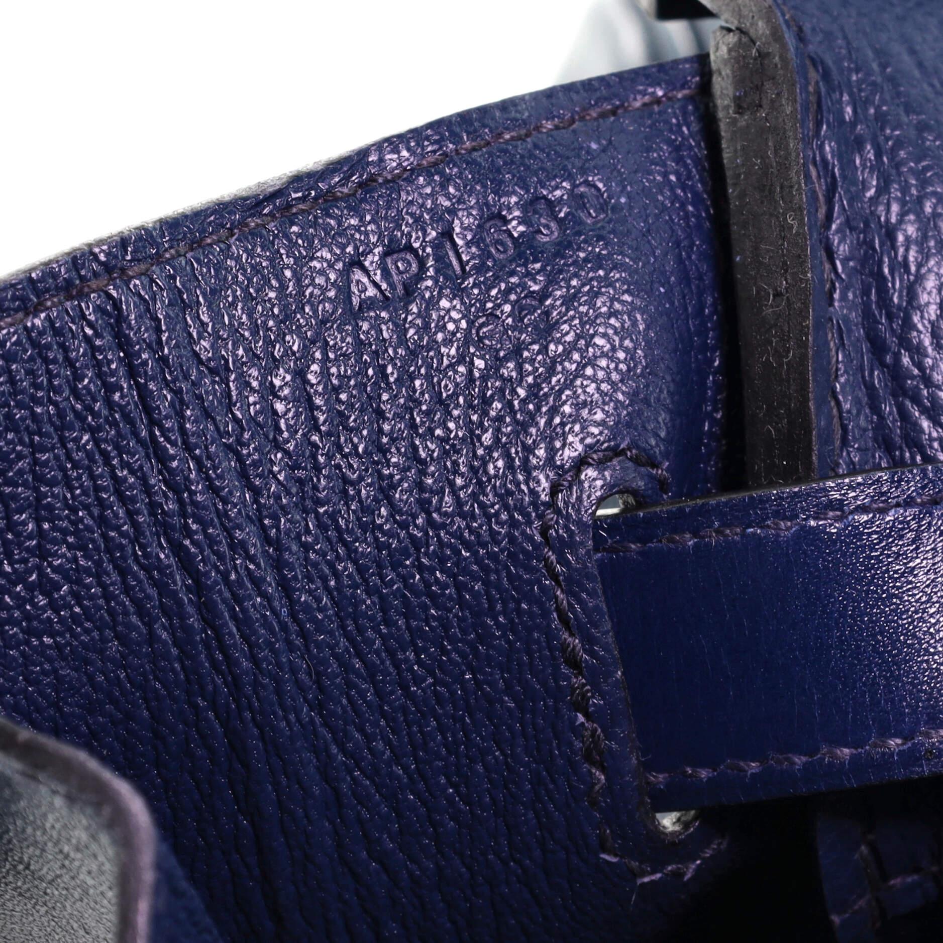 Hermes Birkin Handbag Bleu De Prusse Tadelakt with Gold Hardware 30 6