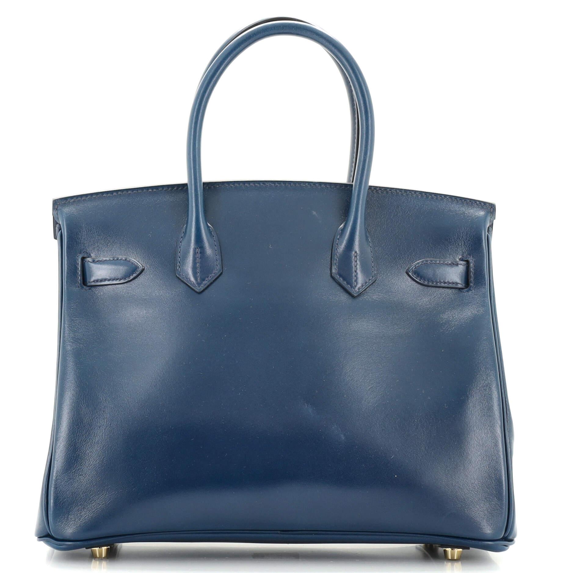 Hermes Birkin Handbag Bleu De Prusse Tadelakt with Gold Hardware 30 In Good Condition In NY, NY