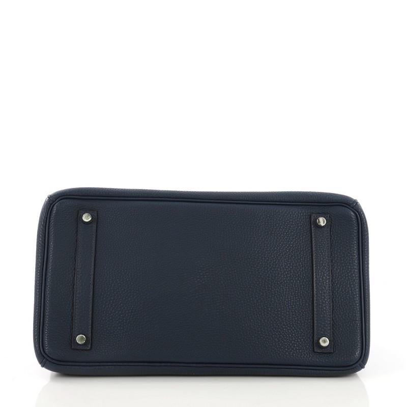 Black Hermes Birkin Handbag Bleu de Prusse Togo with Palladium Hardware 35