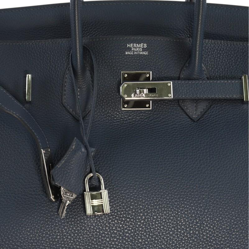 Women's or Men's Hermes Birkin Handbag Bleu de Prusse Togo with Palladium Hardware 35