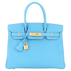 Hermes Birkin Handbag Bleu Du Nord Epsom with Gold Hardware 30
