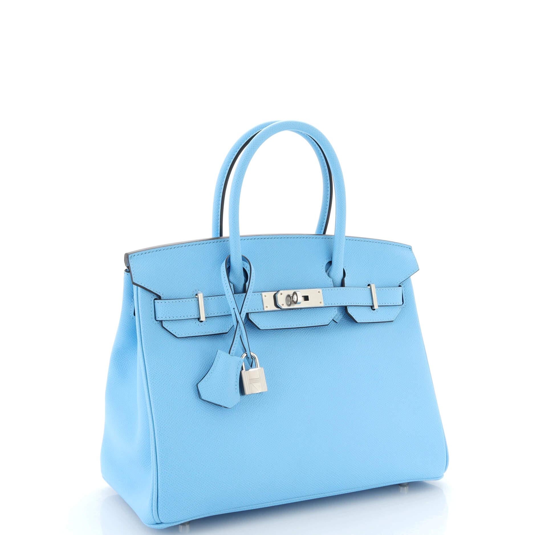 Hermes Birkin Handbag Bleu Du Nord Epsom with Palladium Hardware 30 In Good Condition In NY, NY