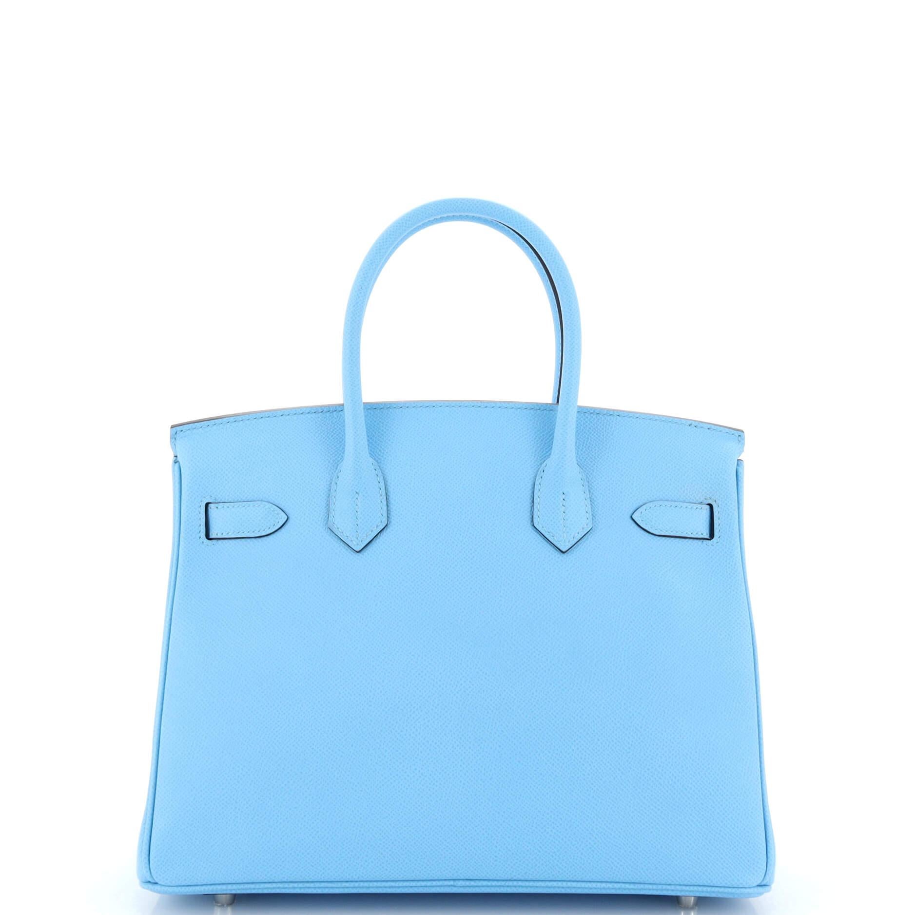 Women's or Men's Hermes Birkin Handbag Bleu Du Nord Epsom with Palladium Hardware 30