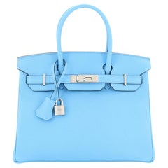 Hermes Birkin Handtasche Bleu Du Nord Epsom mit Palladium Hardware 30