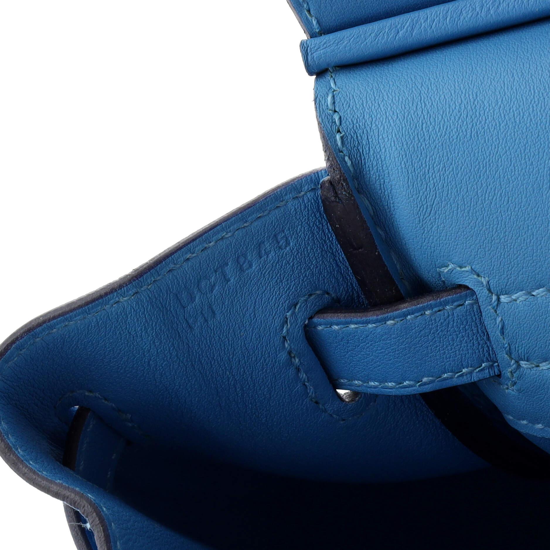 Hermes Birkin Handbag Bleu Du Nord Swift with Palladium Hardware 25 6