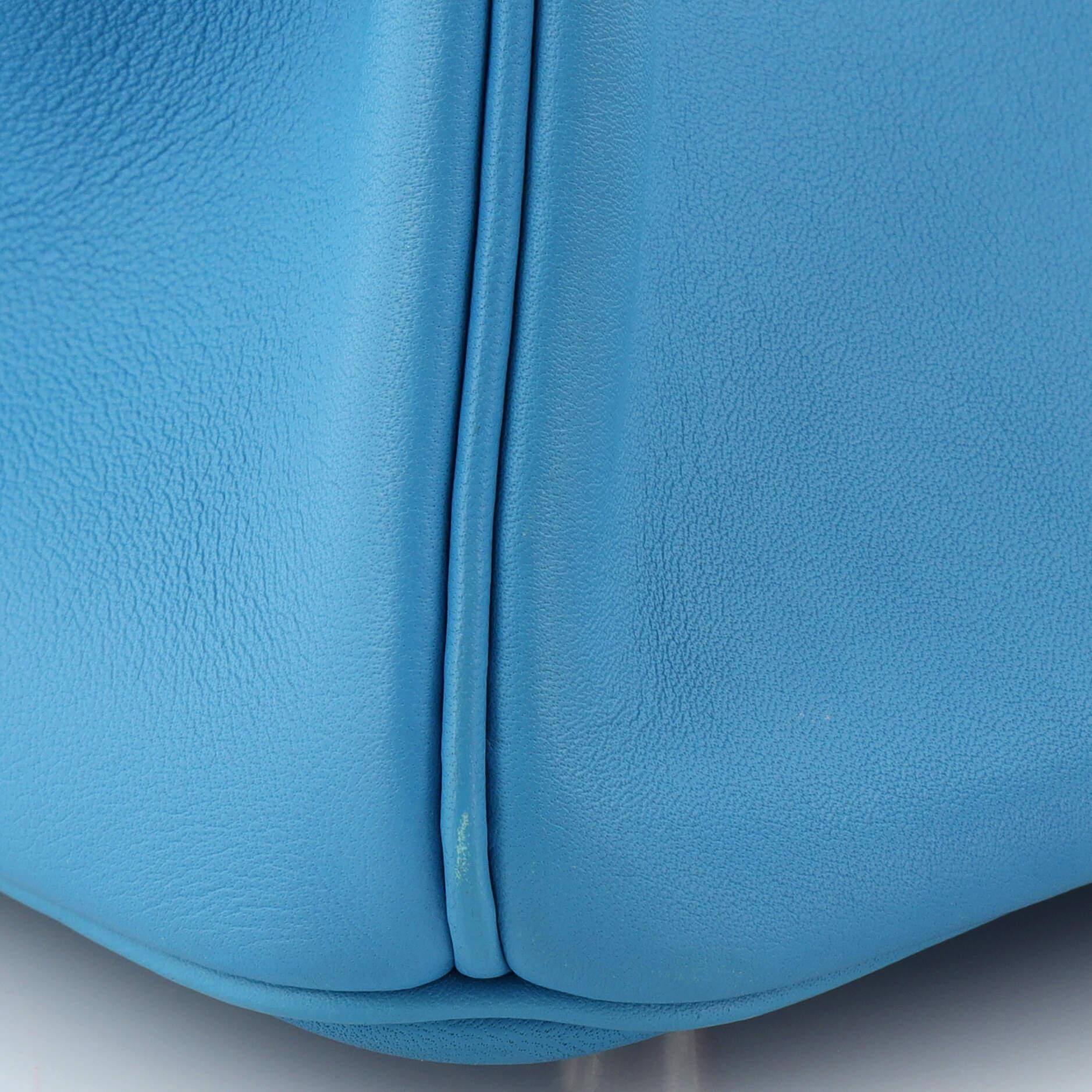 Hermes Birkin Handbag Bleu Du Nord Swift with Palladium Hardware 25 For Sale 6