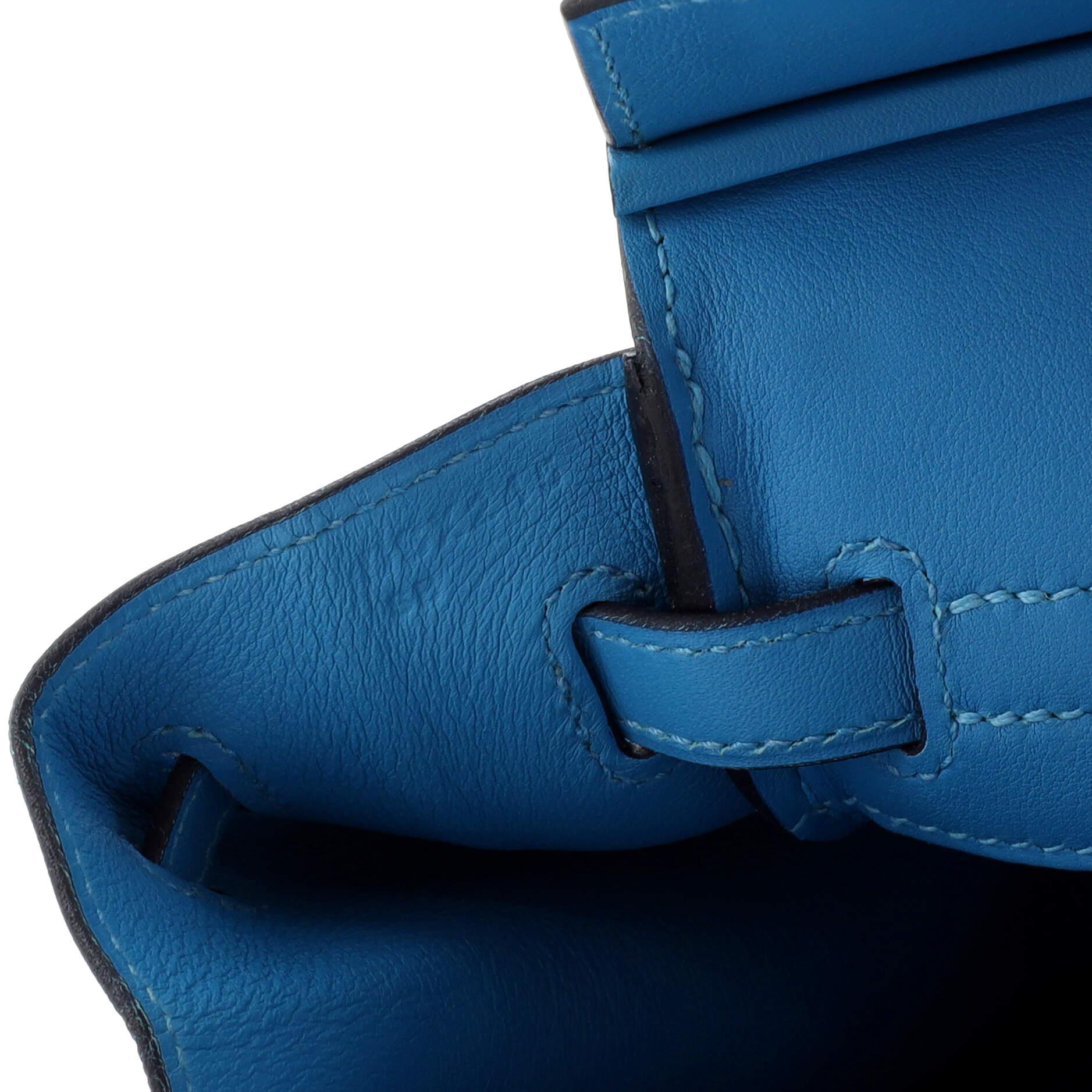 Hermes Birkin Handbag Bleu Du Nord Swift with Palladium Hardware 25 For Sale 7