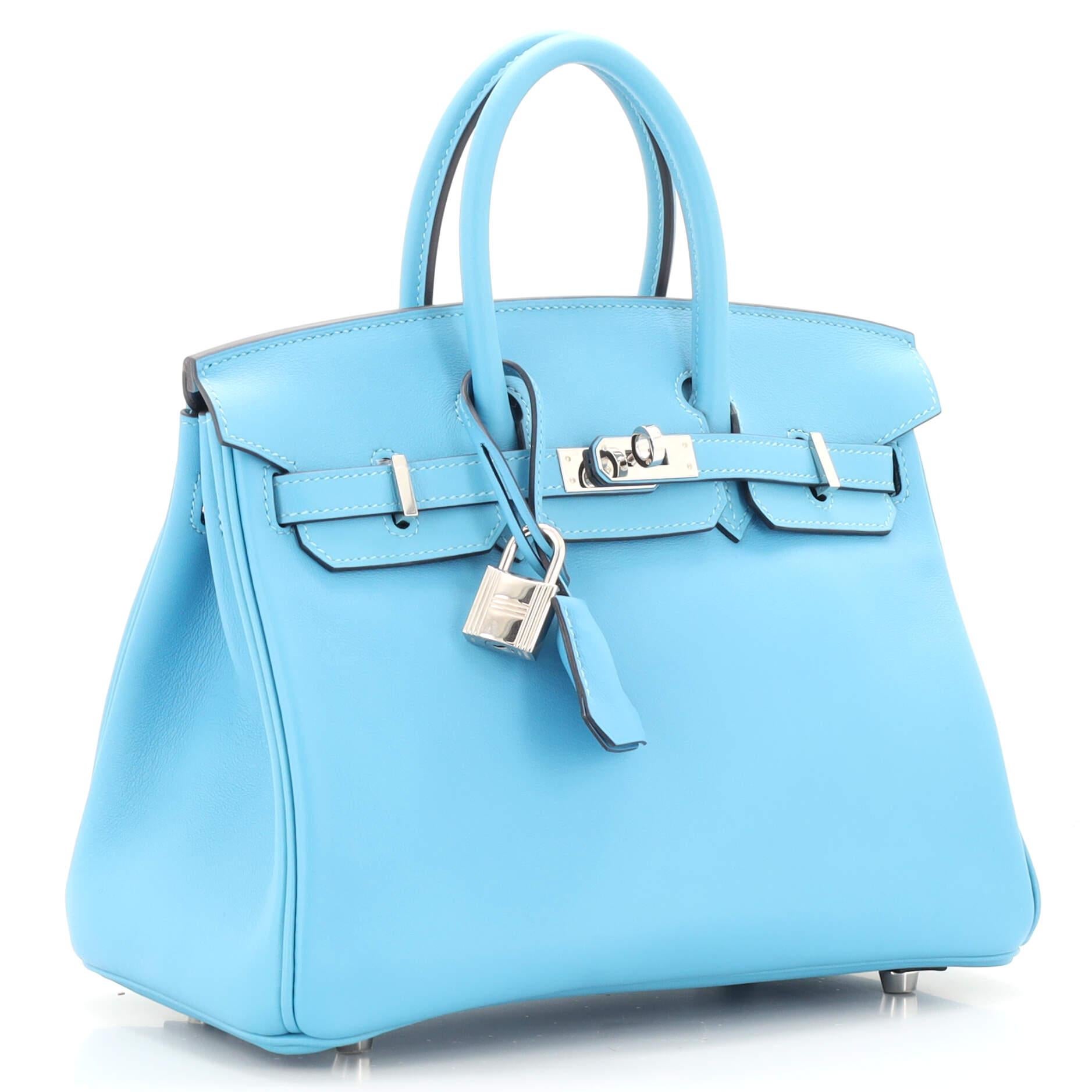 Hermes Birkin Handbag Bleu Du Nord Swift with Palladium Hardware 25 In Good Condition In NY, NY