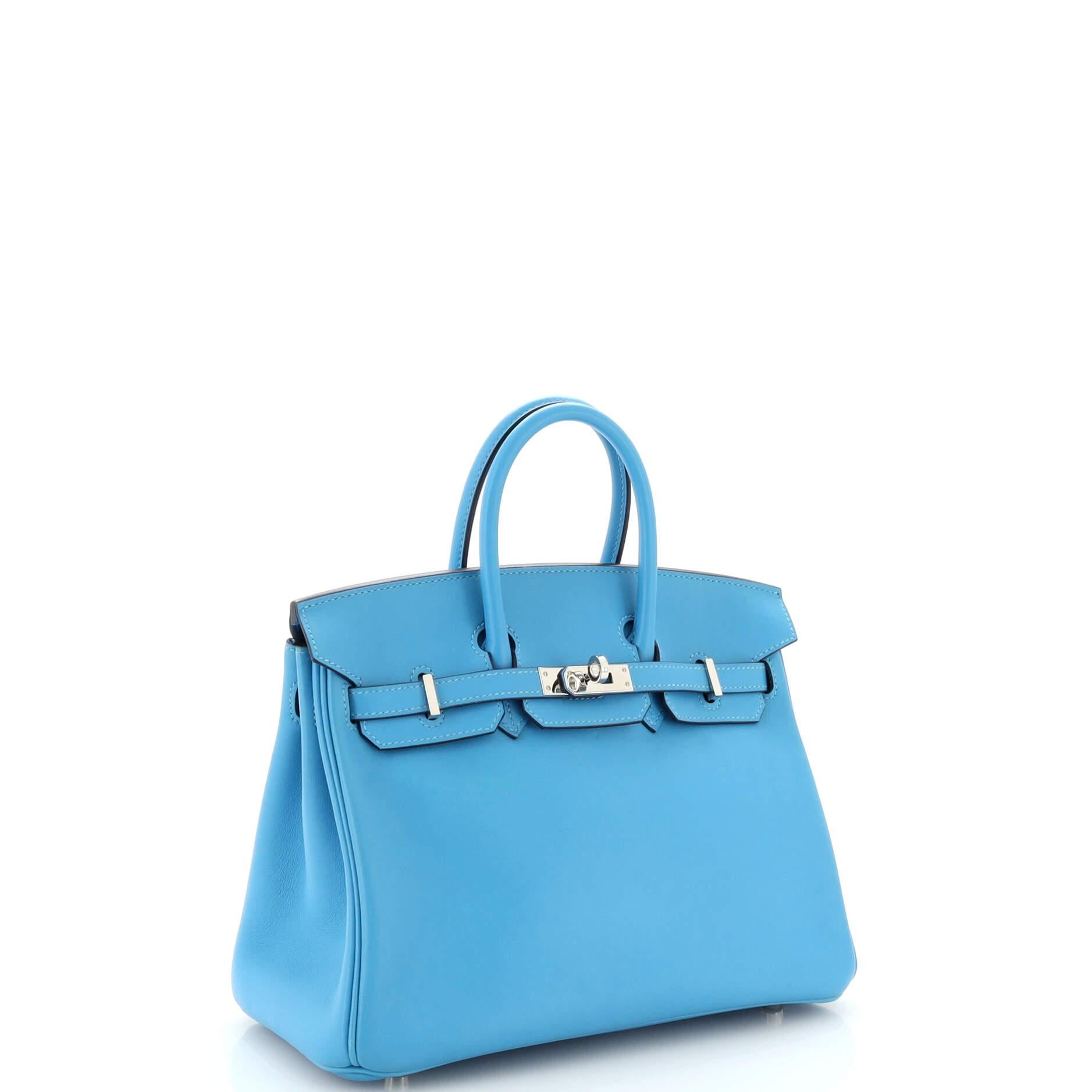 Hermes Birkin Handbag Bleu Du Nord Swift with Palladium Hardware 25 In Good Condition For Sale In NY, NY