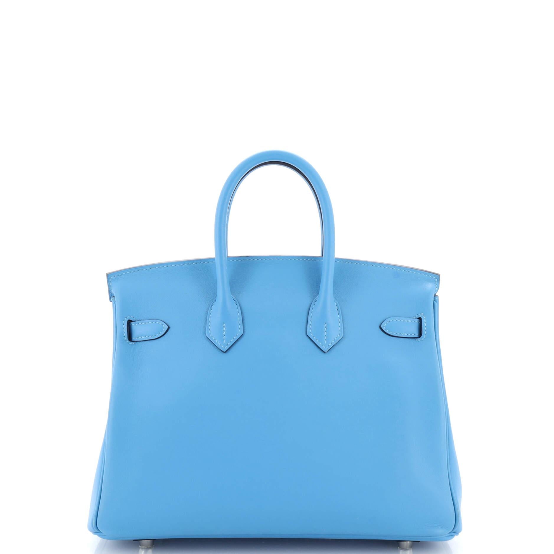 Women's Hermes Birkin Handbag Bleu Du Nord Swift with Palladium Hardware 25