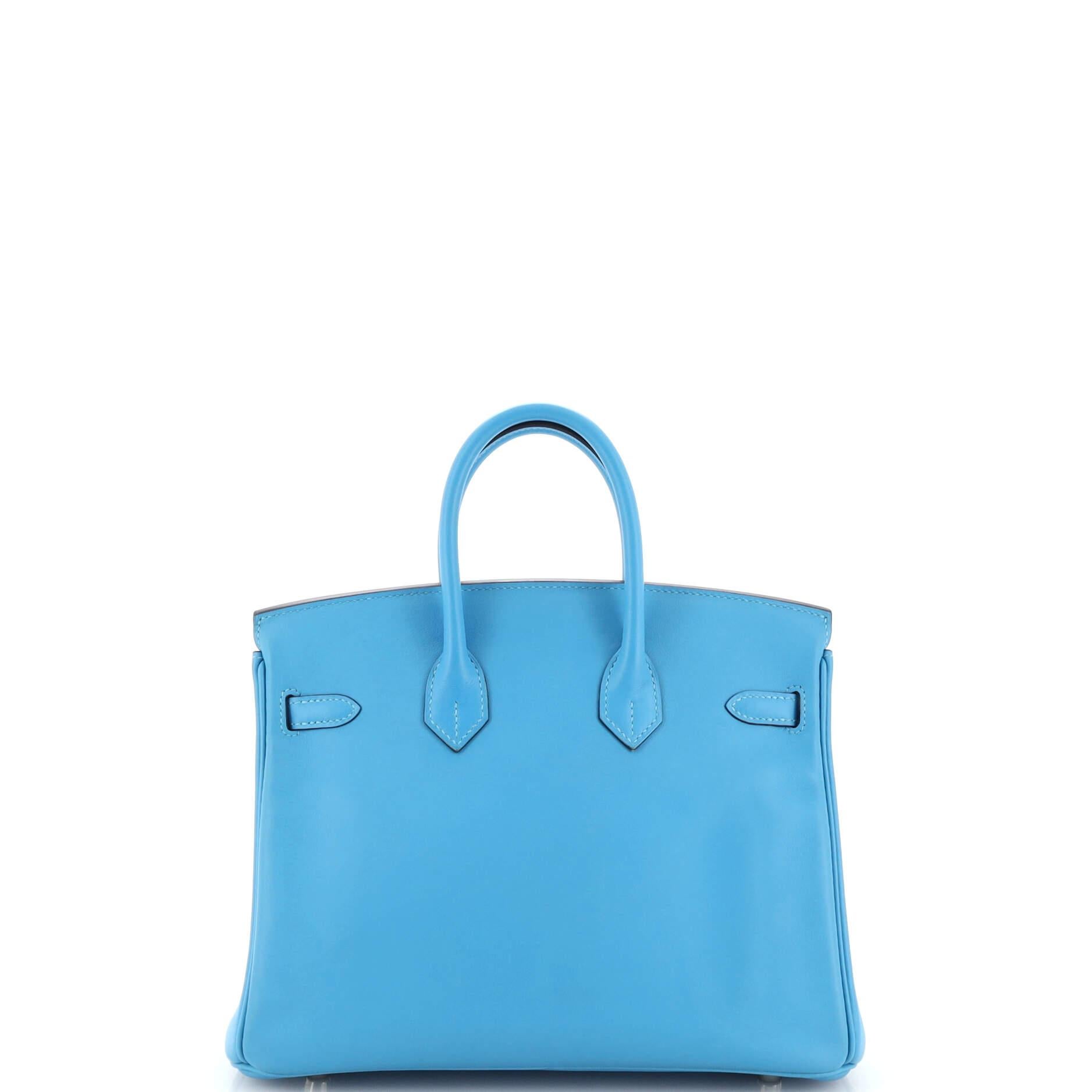 Women's or Men's Hermes Birkin Handbag Bleu Du Nord Swift with Palladium Hardware 25 For Sale