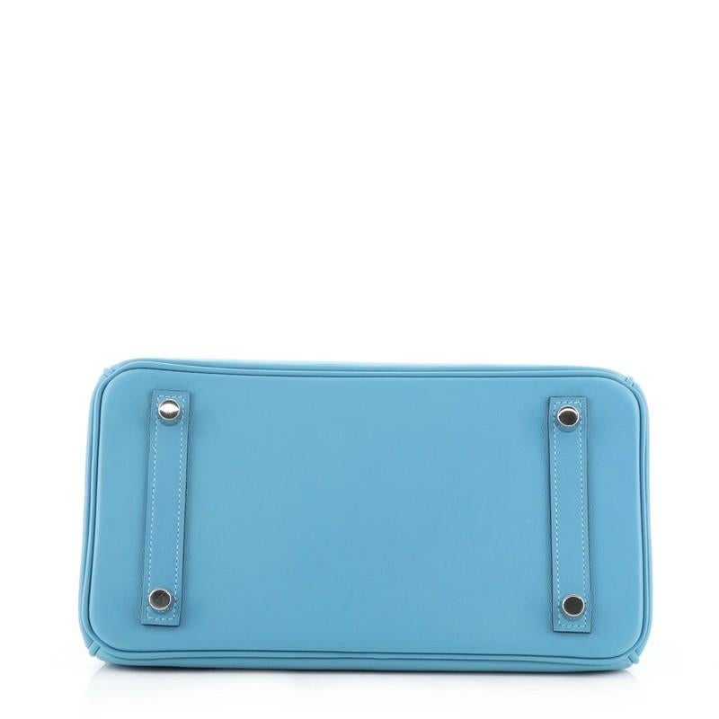 Blue Hermes Birkin Handbag Bleu Du Nord Swift with Palladium Hardware 25