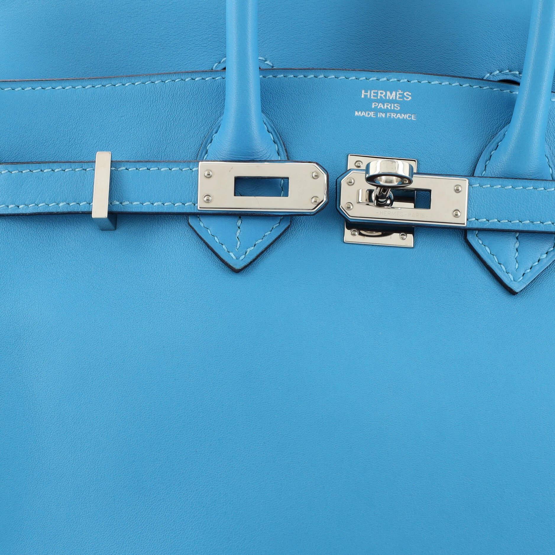 Hermes Birkin Handbag Bleu Du Nord Swift with Palladium Hardware 25 For Sale 2