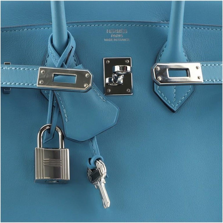 Hermes Birkin Handbag Blue Swift with Palladium Hardware 25 Blue