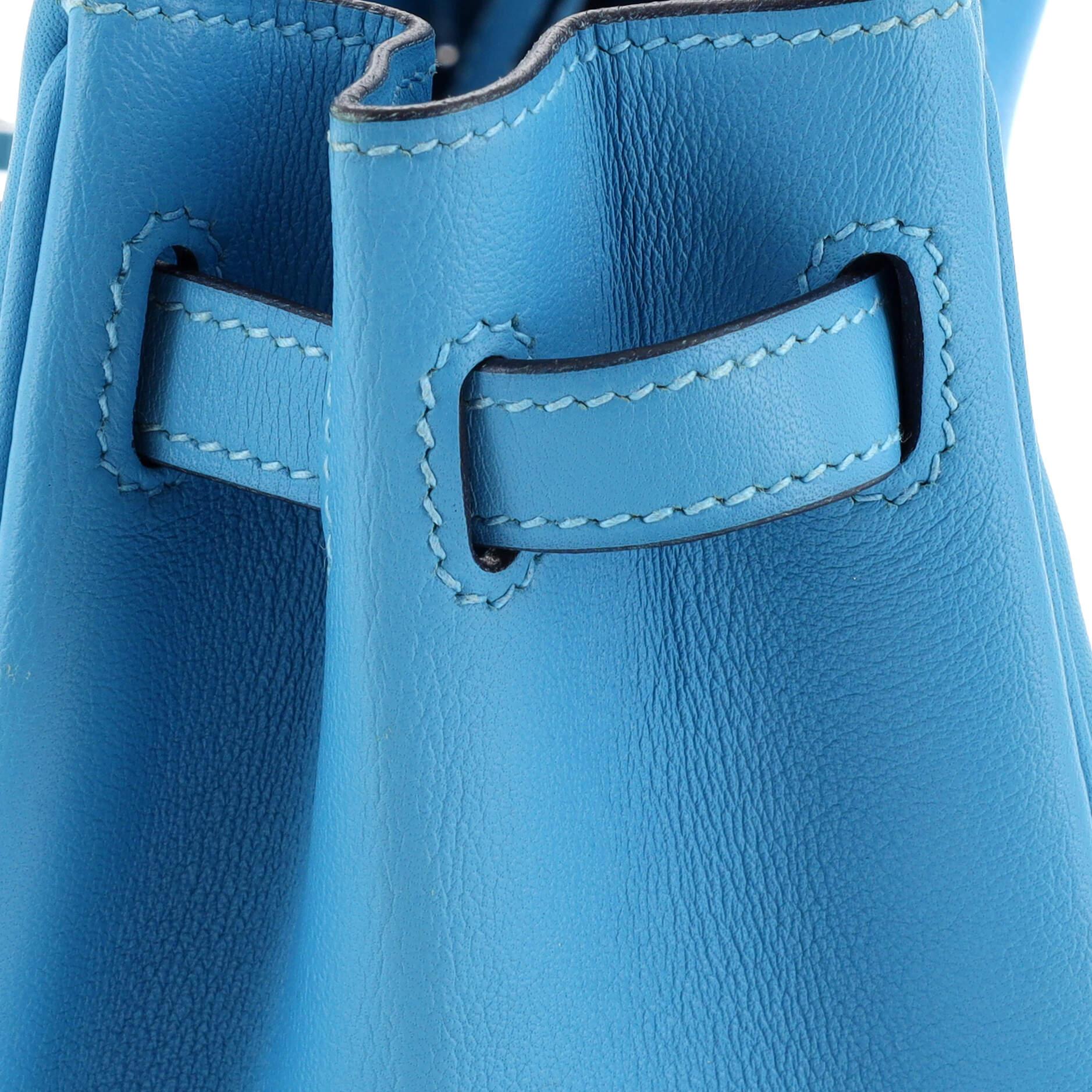 Hermes Birkin Handbag Bleu Du Nord Swift with Palladium Hardware 25 For Sale 3