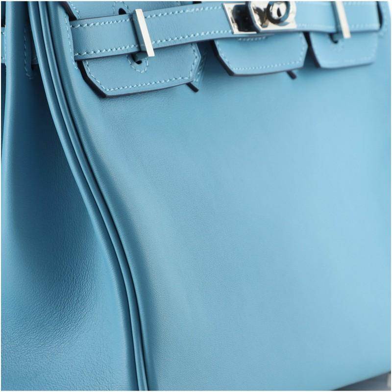 Women's or Men's Hermes Birkin Handbag Bleu Du Nord Swift with Palladium Hardware 25