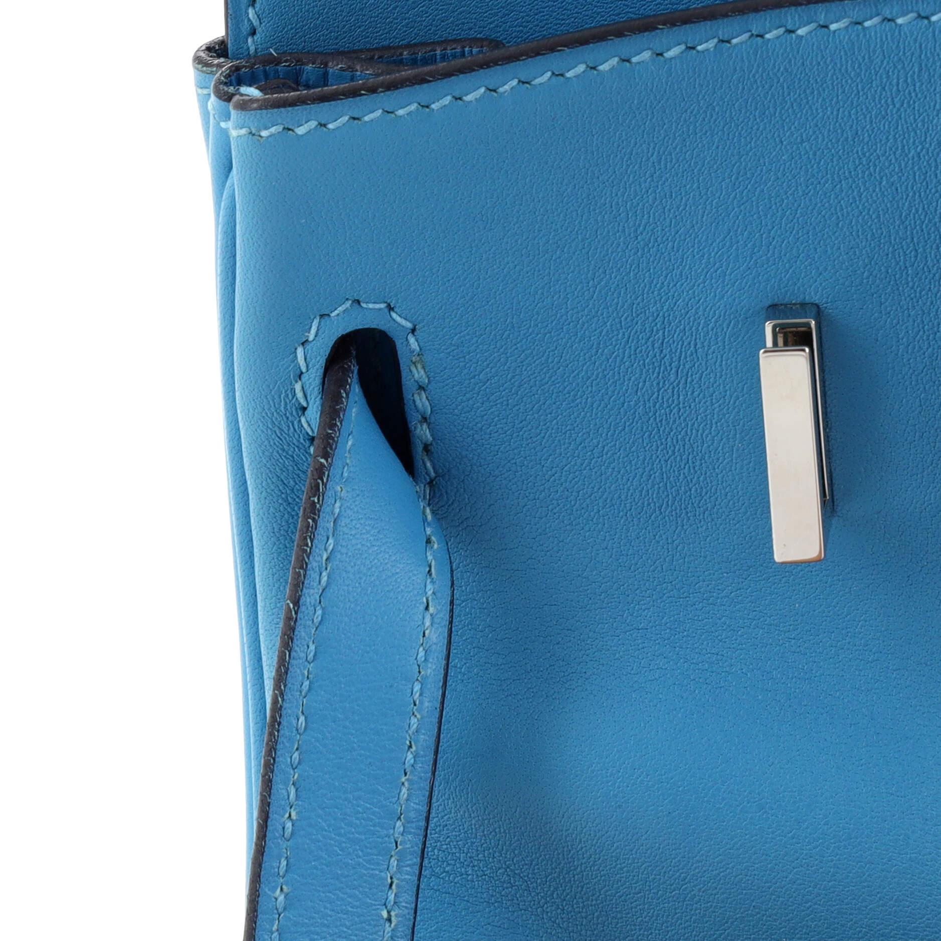 Hermes Birkin Handbag Bleu Du Nord Swift with Palladium Hardware 25 For Sale 4