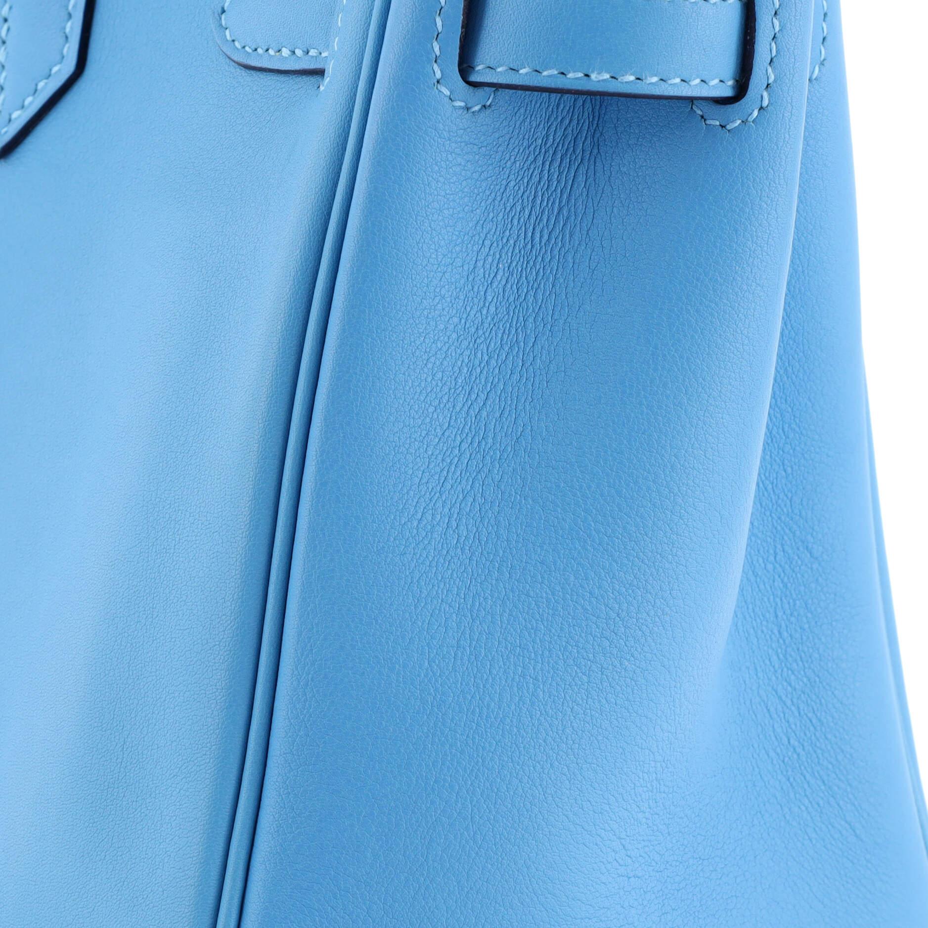 Hermes Birkin Handbag Bleu Du Nord Swift with Palladium Hardware 25 5