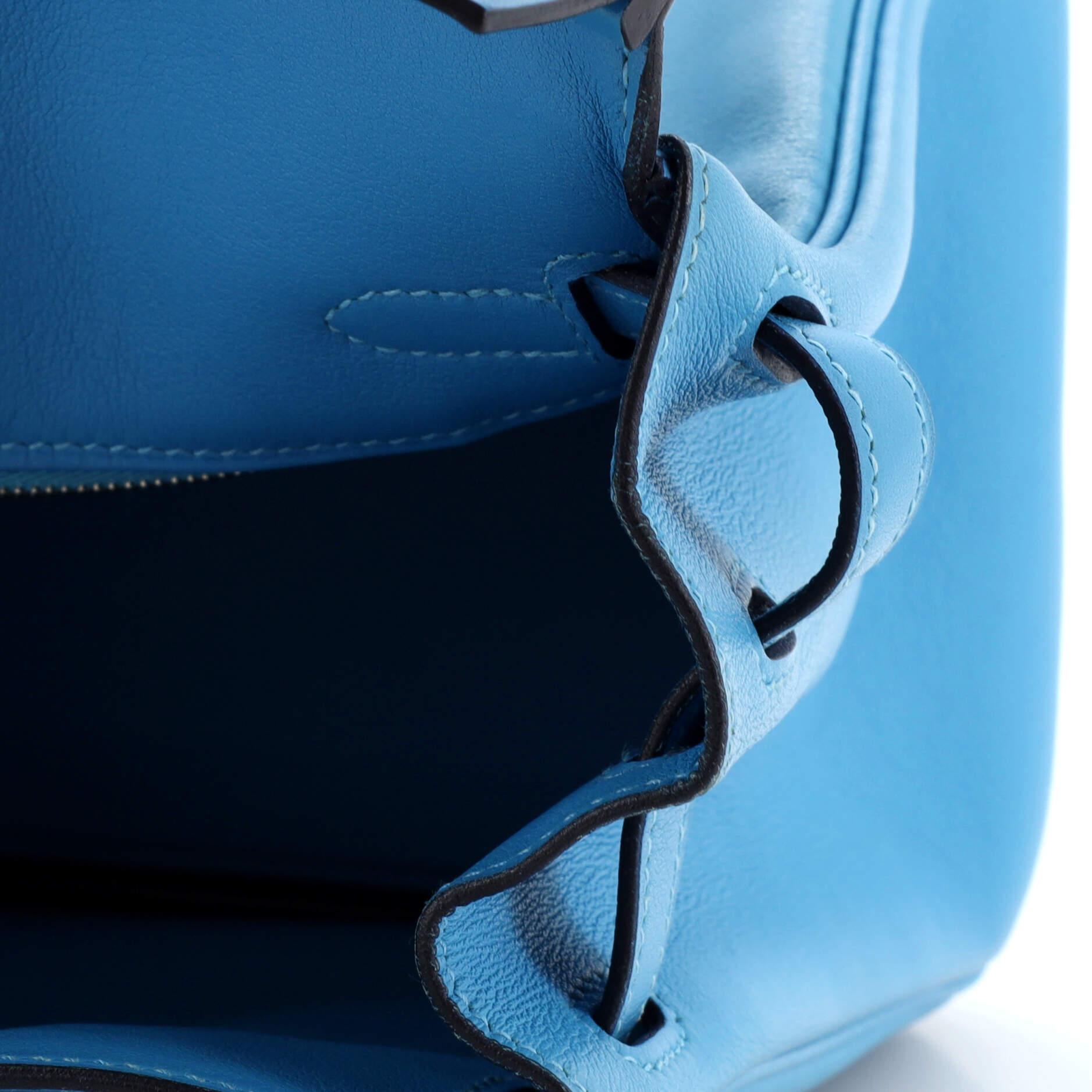Hermes Birkin Handbag Bleu Du Nord Swift with Palladium Hardware 25 For Sale 5