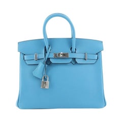 Hermes Birkin Handbag Bleu Du Nord Swift With Palladium Hardware 25