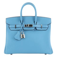 Hermes Birkin Handbag Bleu du Nord Swift with Palladium Hardware 25