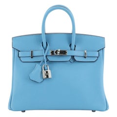 Hermes Birkin Handtasche Bleu du Nord Swift mit Palladium Hardware 25