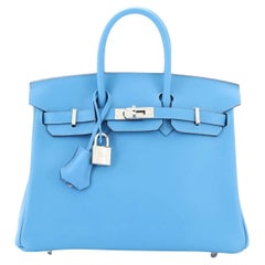 Hermes Birkin Handbag Bleu Du Nord Swift with Palladium Hardware 25