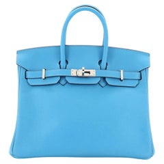 Hermes Birkin Handbag Bleu Du Nord Swift with Palladium Hardware 25