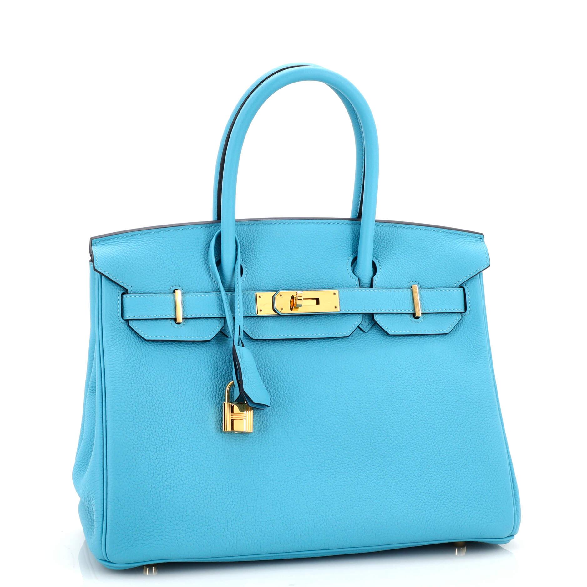 Sac à main Hermès Birkin Bleu Du Nord Togo avec finitions métalliques dorées 30 Bon état à NY, NY