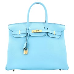 Hermes Birkin Handbag Bleu Du Nord Togo with Gold Hardware 35