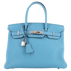Hermes Birkin Handbag Bleu Du Nord Togo with Palladium Hardware 30