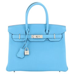 Hermès Birkin Handtasche Bleu Du Nord Togo mit Palladiumbeschlägen 30