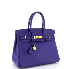 Hermes Birkin Handbag Bleu Electrique Epsom with Gold Hardware 30