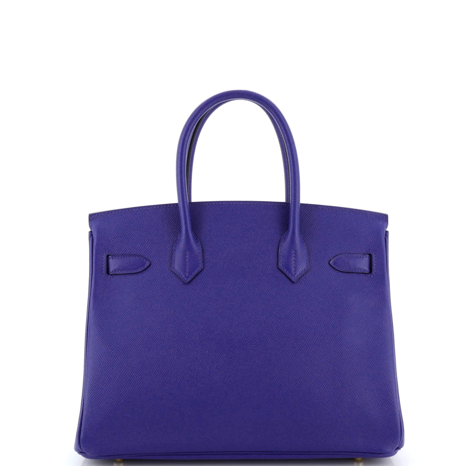 Hermes Birkin Handbag Bleu Electrique Epsom with Gold Hardware 30 In Good Condition For Sale In NY, NY