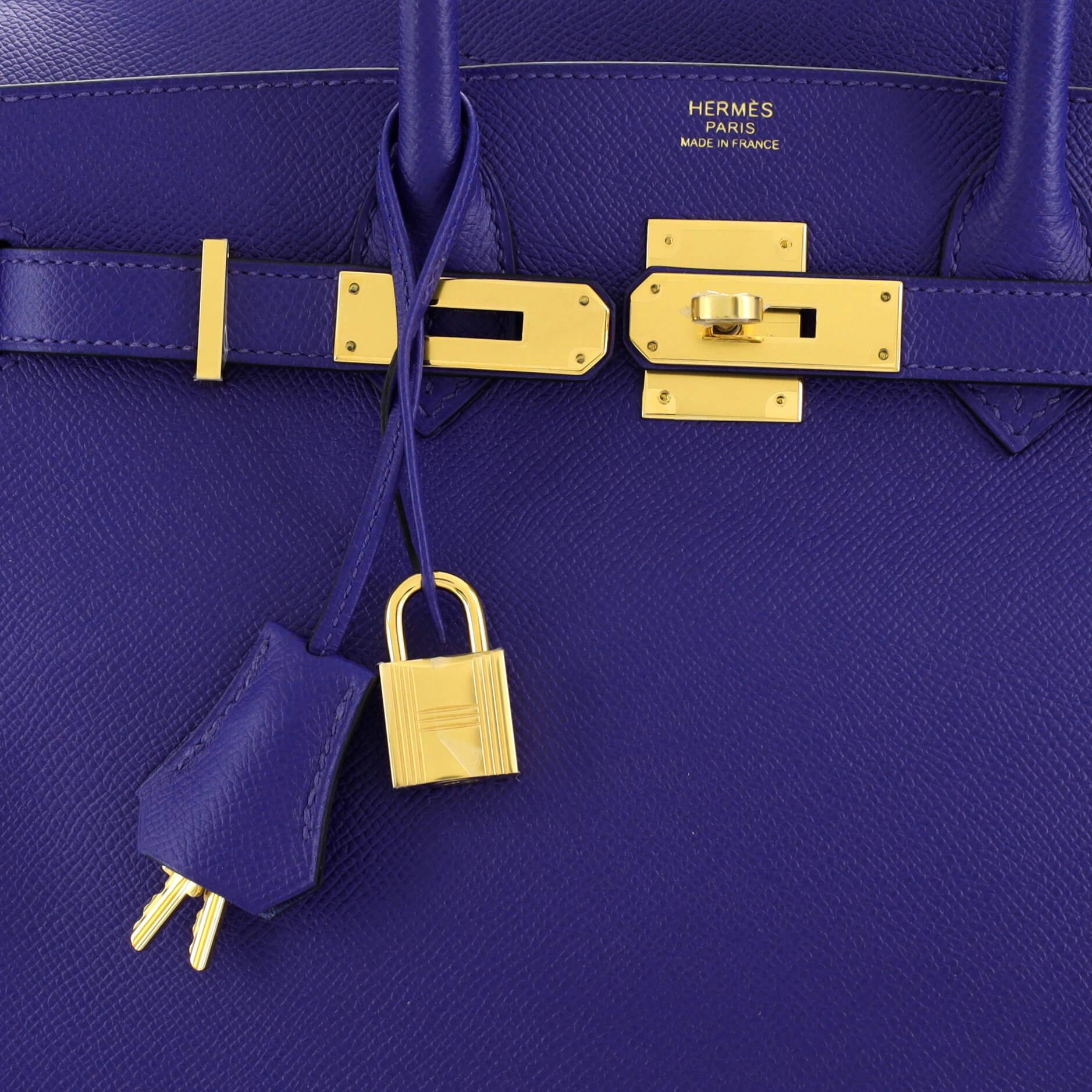 Hermes Birkin Handbag Bleu Electrique Epsom with Gold Hardware 30 For Sale 2