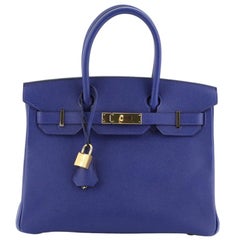 Hermes Birkin Handbag Bleu Electrique Epsom with Gold Hardware 30