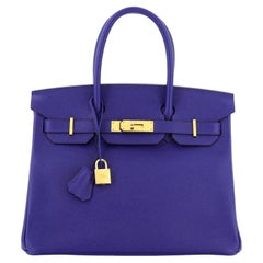 Hermes Birkin Handbag Bleu Electrique Epsom with Gold Hardware 30