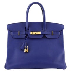 Hermes Birkin Handbag Bleu Electrique Epsom with Gold Hardware 35