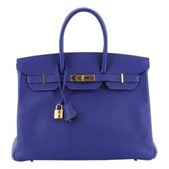 Hermes Birkin Handbag Bleu Electrique Epsom with Gold Hardware 35