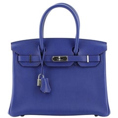 Hermes Birkin Handbag Bleu Electrique Novillo with Palladium Hardware 30